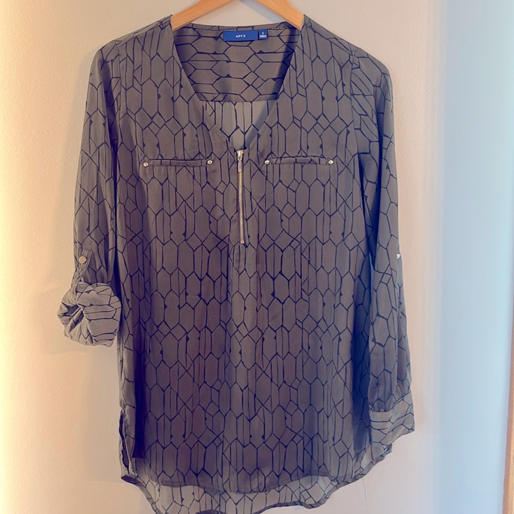 Olive Green Geometric Women’s Blouse